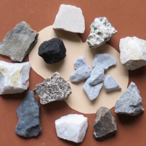 A group of rocks sitting on top of a table.