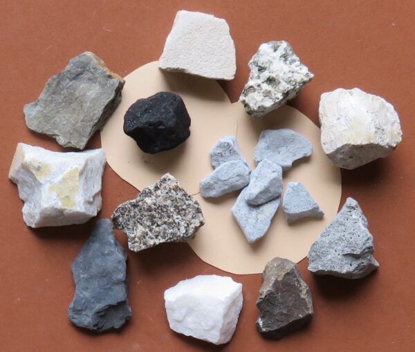 A group of rocks sitting on top of a table.